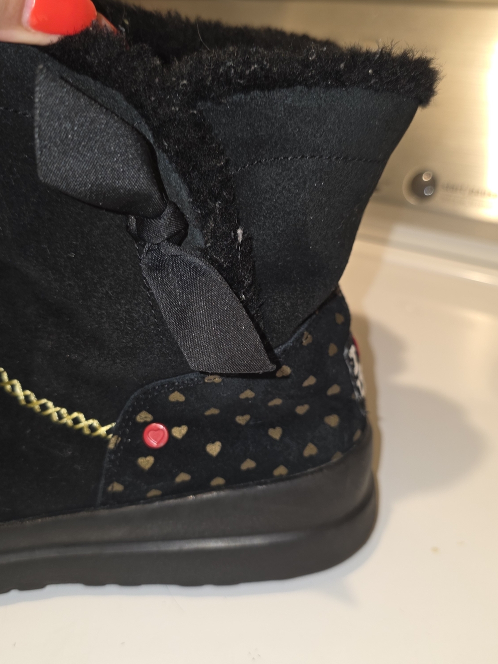 UGG Black Heart Accent Winter Boots with Gold Heart Logo - Picture 5 of 6